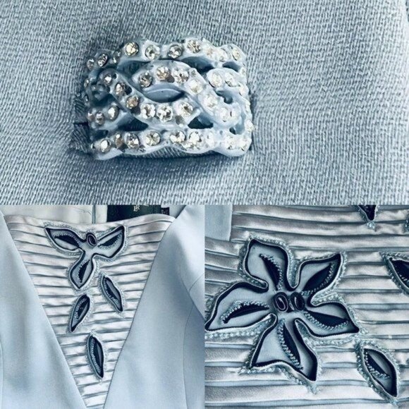 LOUISE RICCI Vintage Embellished Formal Jacket And Top Suit Set Sz 14 Light Blue - Picture 11 of 12